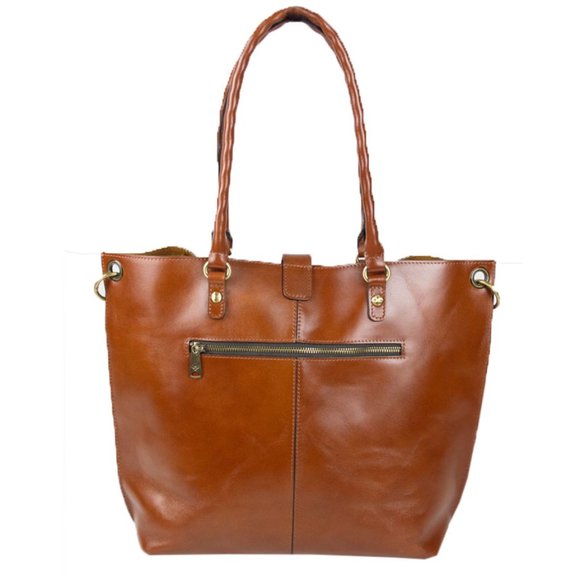 Patricia Nash Brown Tan Marseille Leather Grommet Tote Purse Shoulder Bag - Picture 7 of 16